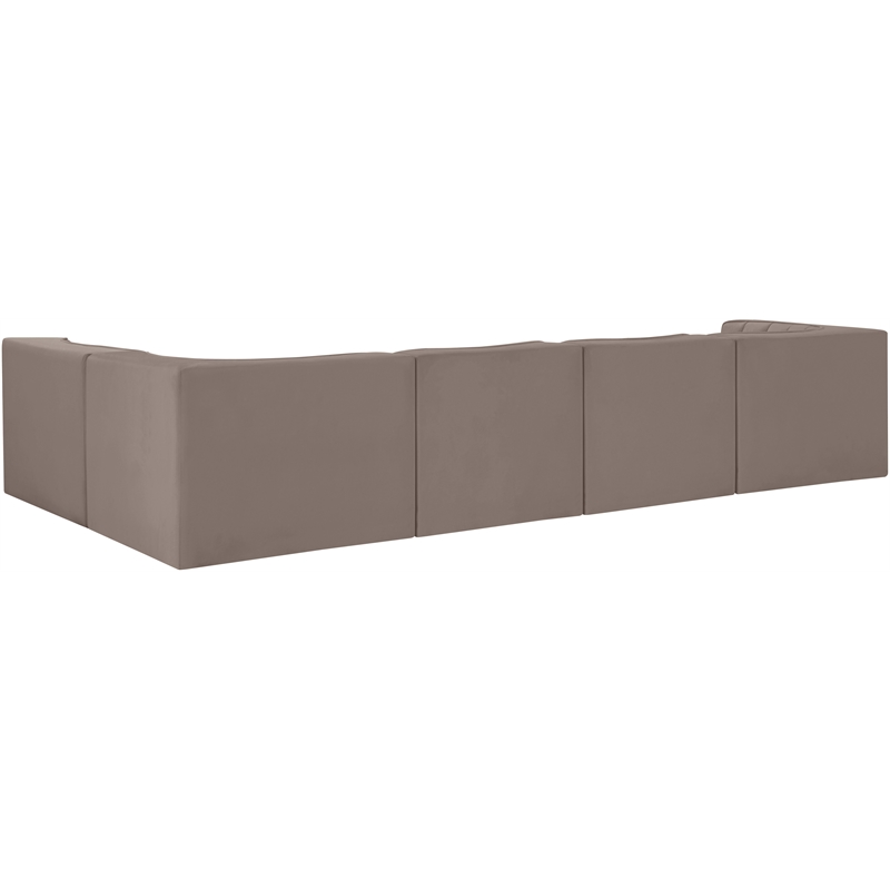 Meridian Furniture Rummi Taupe Velvet Performance Fabric 5pc. Modular Sectional