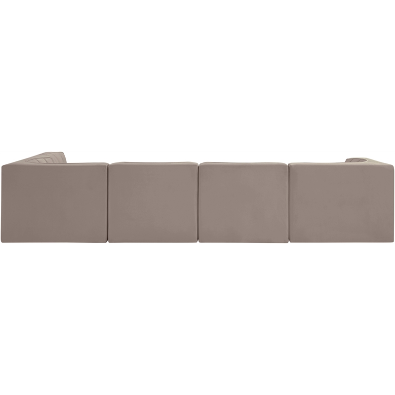 Meridian Furniture Rummi Taupe Velvet Performance Fabric 5pc. Modular Sectional