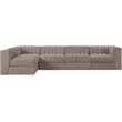 Meridian Furniture Rummi Taupe Velvet Performance Fabric 5pc. Modular Sectional