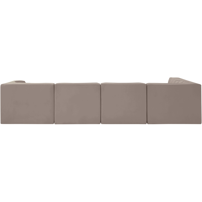 Meridian Furniture Rummi Taupe Velvet Performance Fabric 5pc. Modular Sectional