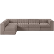 Meridian Furniture Rummi Taupe Velvet Performance Fabric 5pc. Modular Sectional