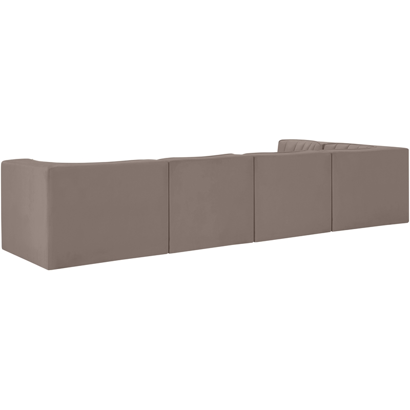 Meridian Furniture Rummi Taupe Velvet Performance Fabric 5pc. Modular Sectional