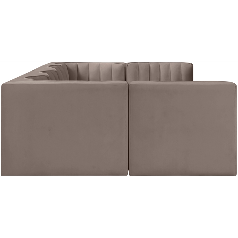 Meridian Furniture Rummi Taupe Velvet Performance Fabric 6pc. Modular Sectional