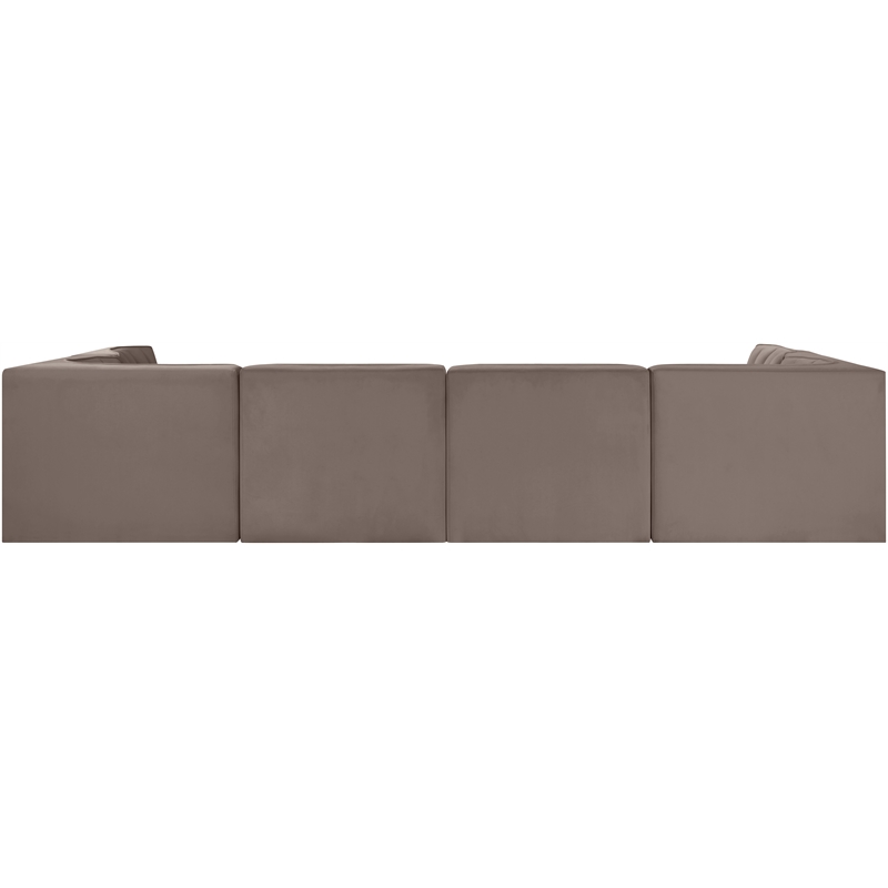 Meridian Furniture Rummi Taupe Velvet Performance Fabric 6pc. Modular Sectional