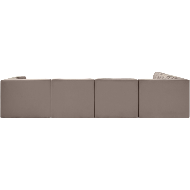 Meridian Furniture Rummi Taupe Velvet Performance Fabric 6pc. Modular Sectional