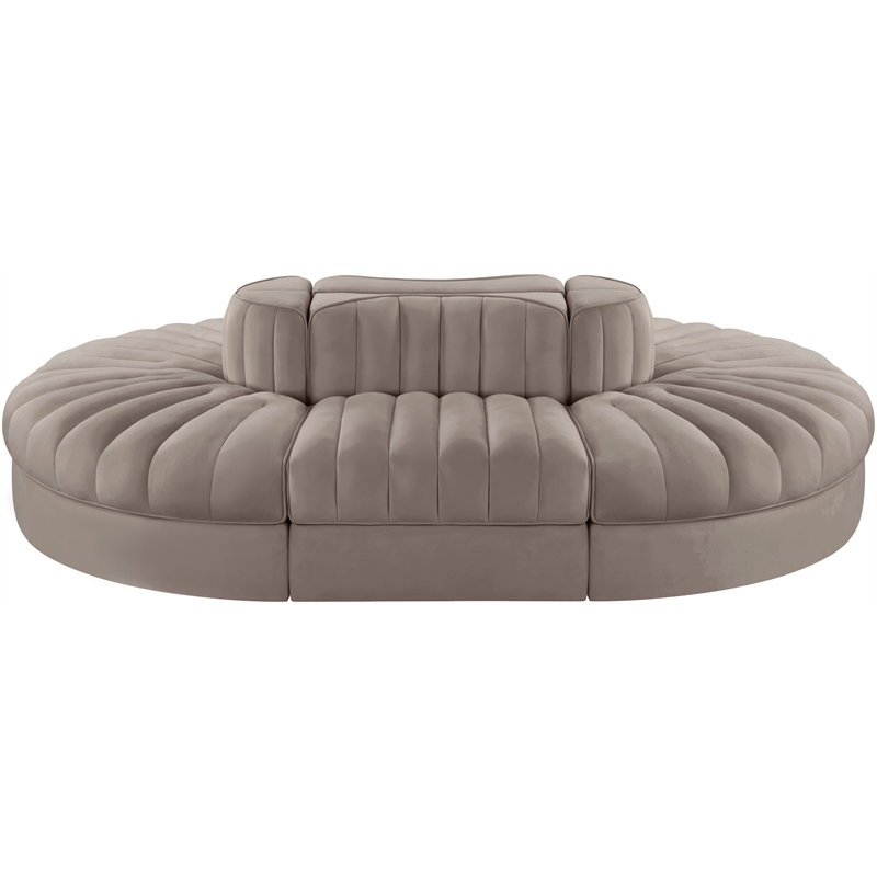 Meridian Furniture Rummi Taupe Velvet Performance Fabric 6pc. Modular Sectional