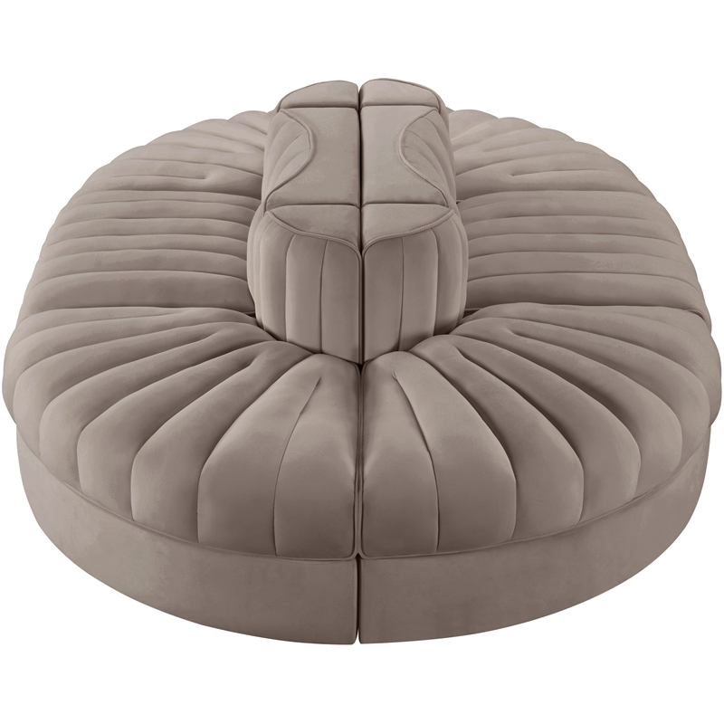Meridian Furniture Rummi Taupe Velvet Performance Fabric 6pc. Modular Sectional
