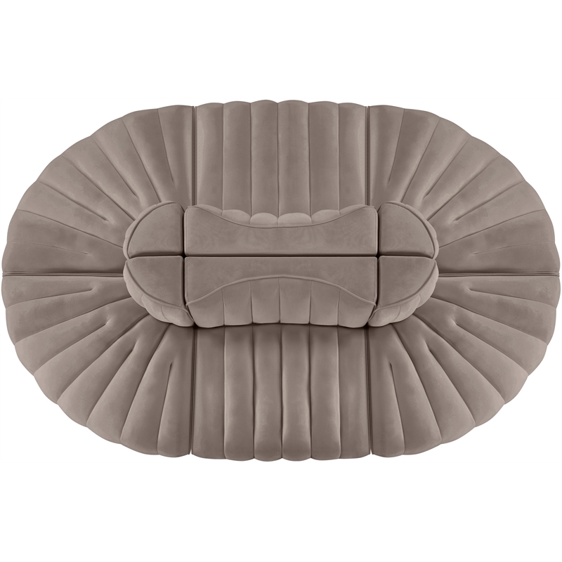 Meridian Furniture Rummi Taupe Velvet Performance Fabric 6pc. Modular Sectional