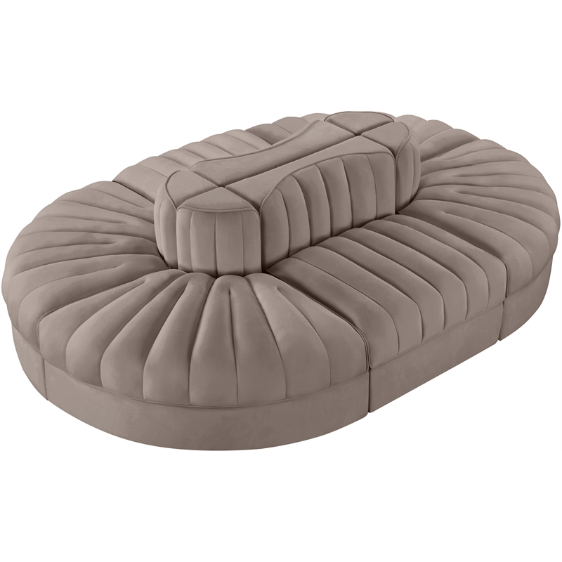 Meridian Furniture Rummi Taupe Velvet Performance Fabric 6pc. Modular Sectional