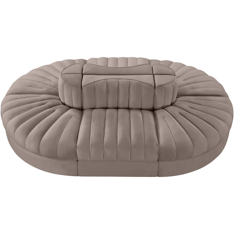 Meridian Furniture Rummi Taupe Velvet Performance Fabric 6pc. Modular Sectional