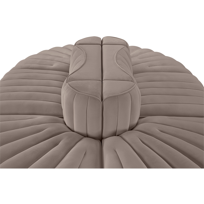 Meridian Furniture Rummi Taupe Velvet Performance Fabric 6pc. Modular Sectional