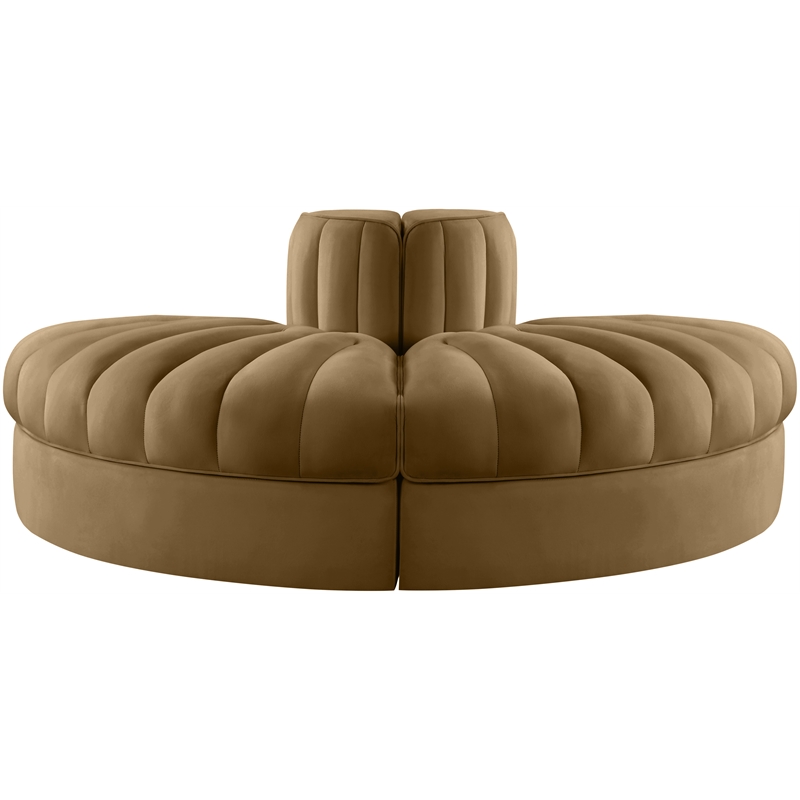 Meridian Furniture Rummi Saddle Velvet Performance Fabric 2pc. Modular Loveseat