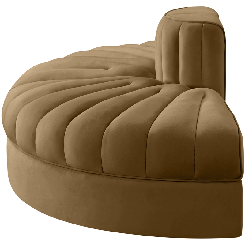 Meridian Furniture Rummi Saddle Velvet Performance Fabric 2pc. Modular Loveseat