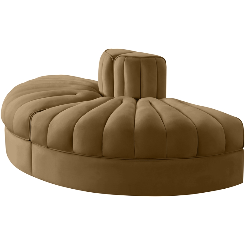 Meridian Furniture Rummi Saddle Velvet Performance Fabric 2pc. Modular Loveseat