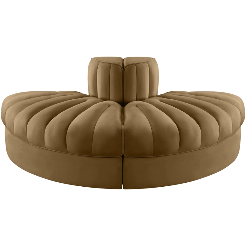 Meridian Furniture Rummi Saddle Velvet Performance Fabric 2pc. Modular Loveseat