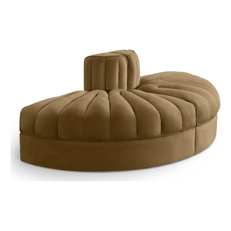 Meridian Furniture Rummi Saddle Velvet Performance Fabric 2pc. Modular Loveseat