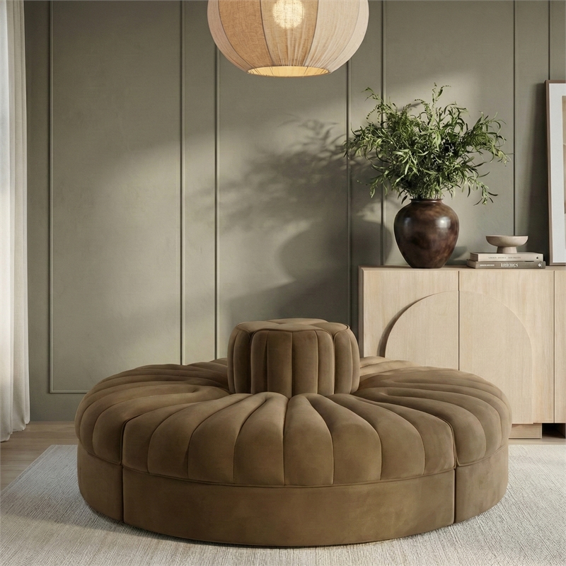 Meridian Furniture Rummi Saddle Velvet Performance Fabric 4pc. Modular Sofa
