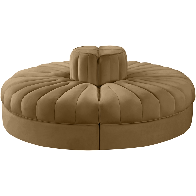 Meridian Furniture Rummi Saddle Velvet Performance Fabric 4pc. Modular Sofa