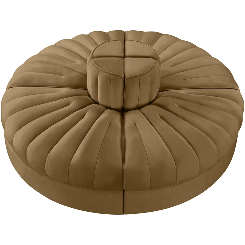 Meridian Furniture Rummi Saddle Velvet Performance Fabric 4pc. Modular Sofa