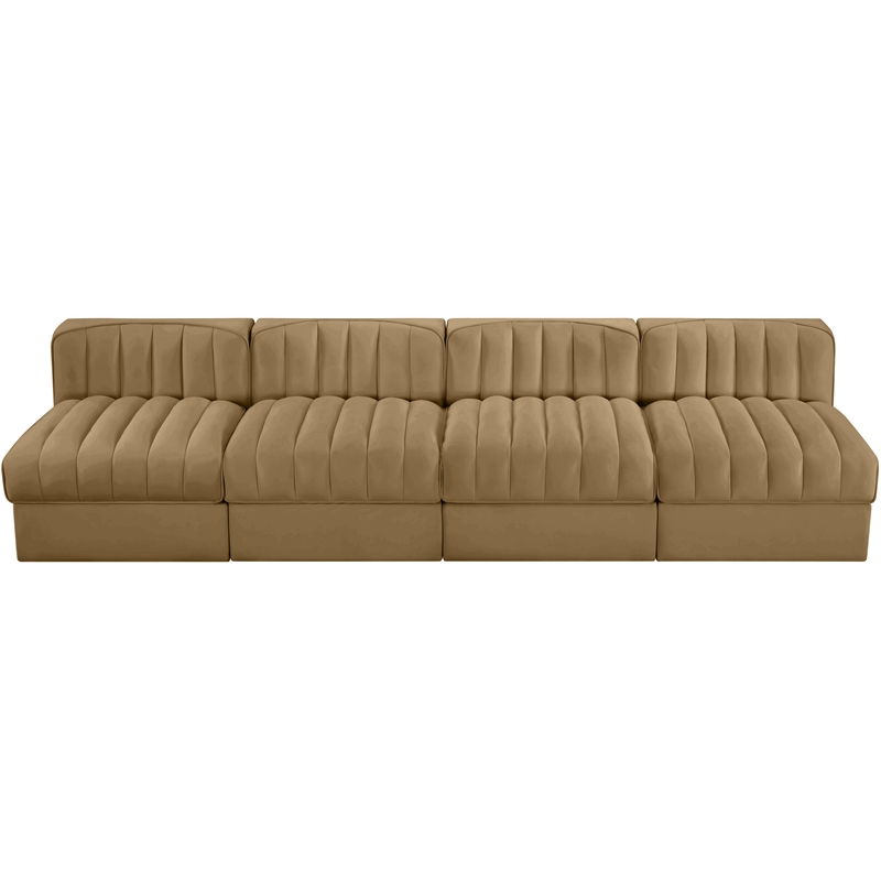 Meridian Furniture Rummi Saddle Velvet Performance Fabric 4pc. Modular Sofa