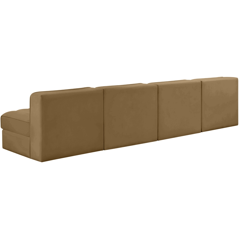 Meridian Furniture Rummi Saddle Velvet Performance Fabric 4pc. Modular Sofa