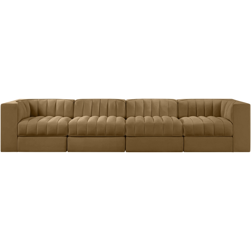 Meridian Furniture Rummi Saddle Velvet Performance Fabric 4pc. Modular Sofa