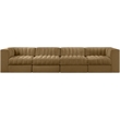 Meridian Furniture Rummi Saddle Velvet Performance Fabric 4pc. Modular Sofa