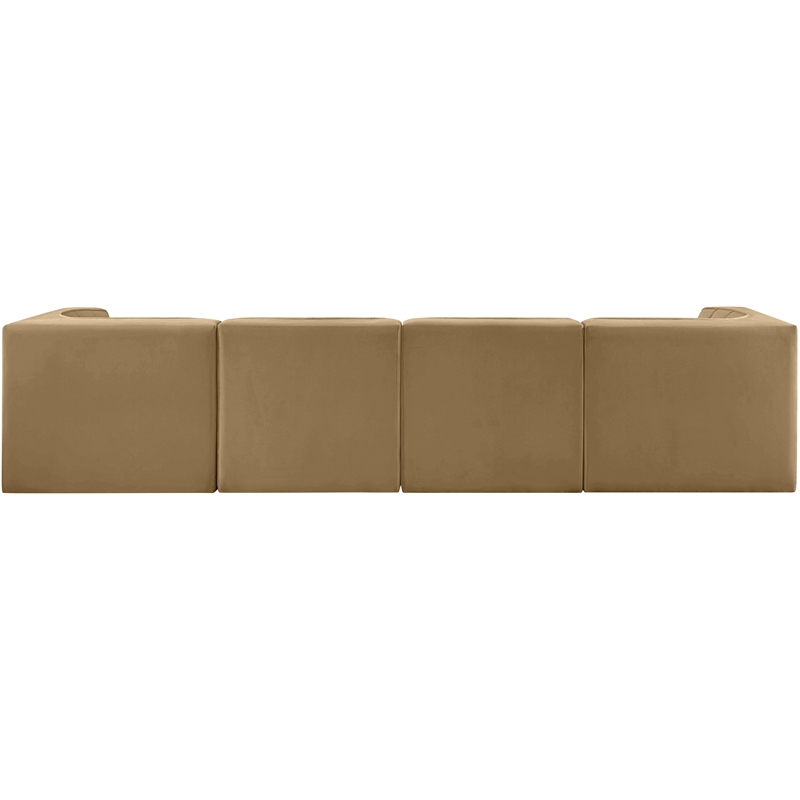 Meridian Furniture Rummi Saddle Velvet Performance Fabric 4pc. Modular Sofa