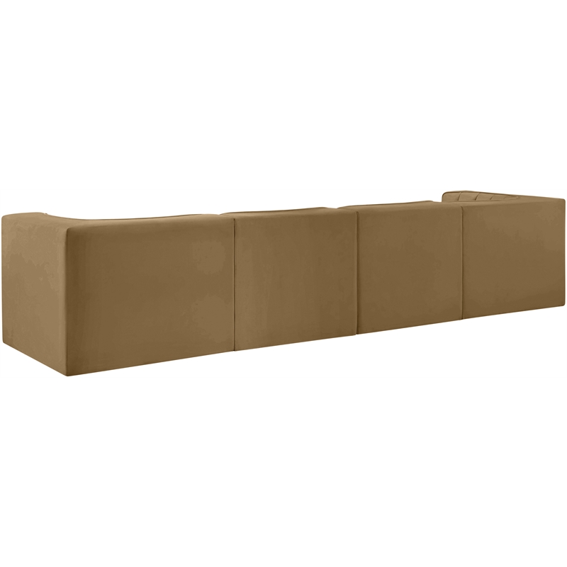Meridian Furniture Rummi Saddle Velvet Performance Fabric 4pc. Modular Sofa