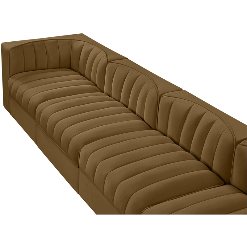 Meridian Furniture Rummi Saddle Velvet Performance Fabric 4pc. Modular Sofa