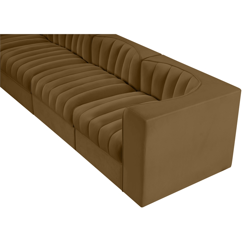 Meridian Furniture Rummi Saddle Velvet Performance Fabric 4pc. Modular Sofa