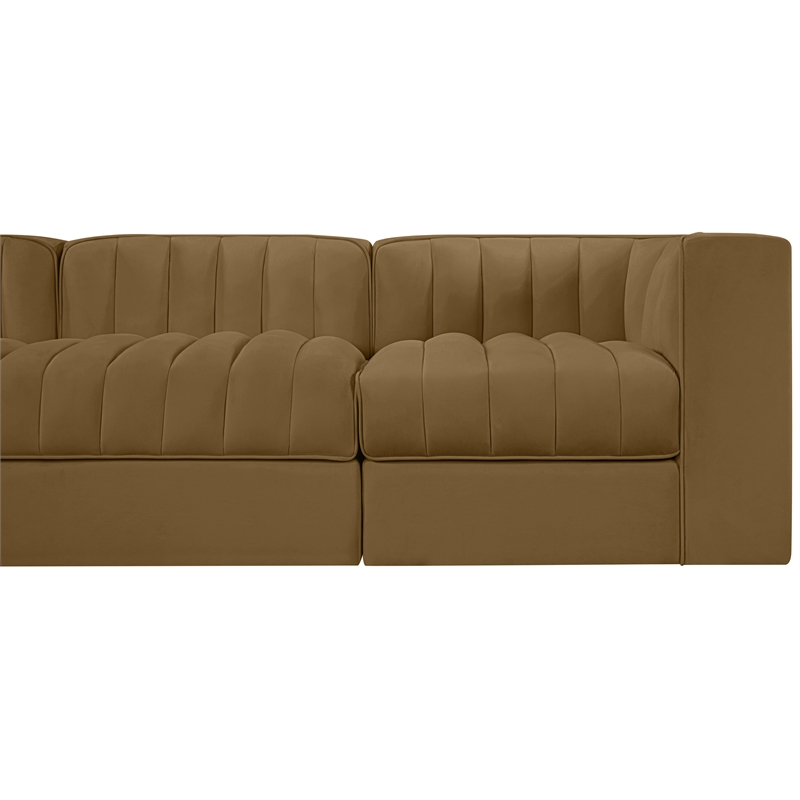 Meridian Furniture Rummi Saddle Velvet Performance Fabric 5pc. Modular Sofa