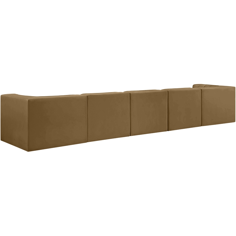 Meridian Furniture Rummi Saddle Velvet Performance Fabric 5pc. Modular Sofa