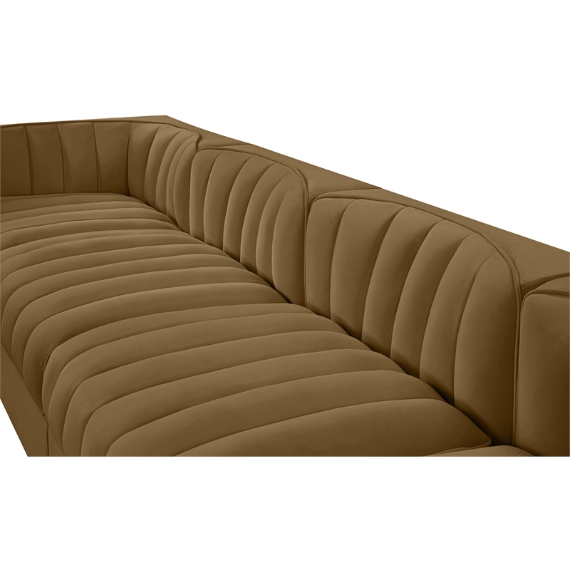 Meridian Furniture Rummi Saddle Velvet Performance Fabric 5pc. Modular Sofa