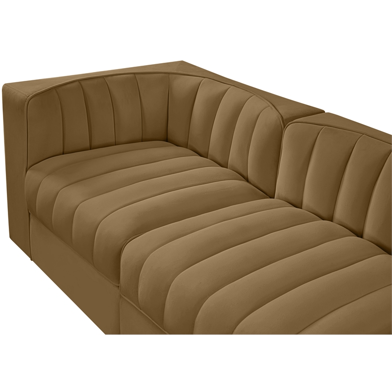 Meridian Furniture Rummi Saddle Velvet Performance Fabric 5pc. Modular Sofa