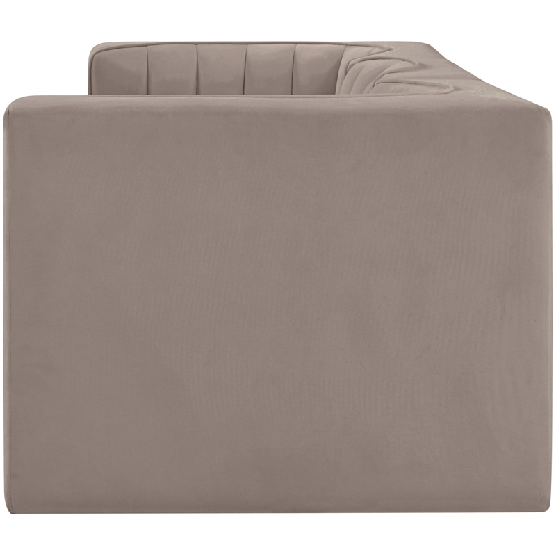 Meridian Furniture Rummi Taupe Velvet Performance Fabric 3pc. Modular Sofa