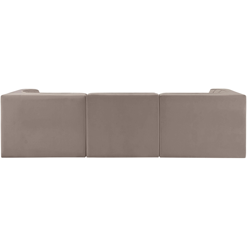 Meridian Furniture Rummi Taupe Velvet Performance Fabric 3pc. Modular Sofa