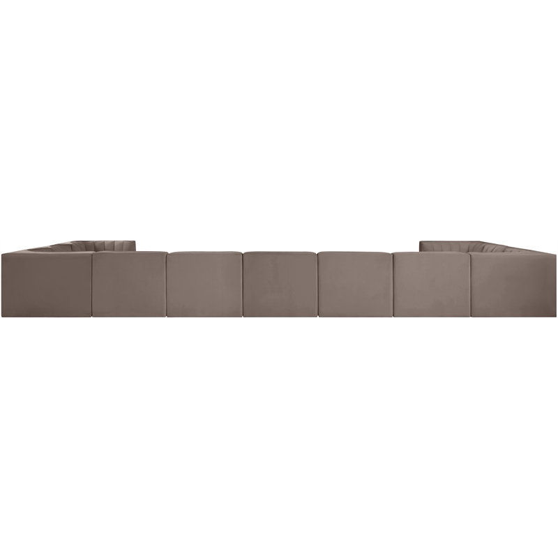 Meridian Furniture Rummi Taupe Velvet Performance Fabric 11pc. Modular Sectional