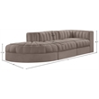 Meridian Furniture Rummi Taupe Velvet Performance Fabric 3pc. Modular Sectional