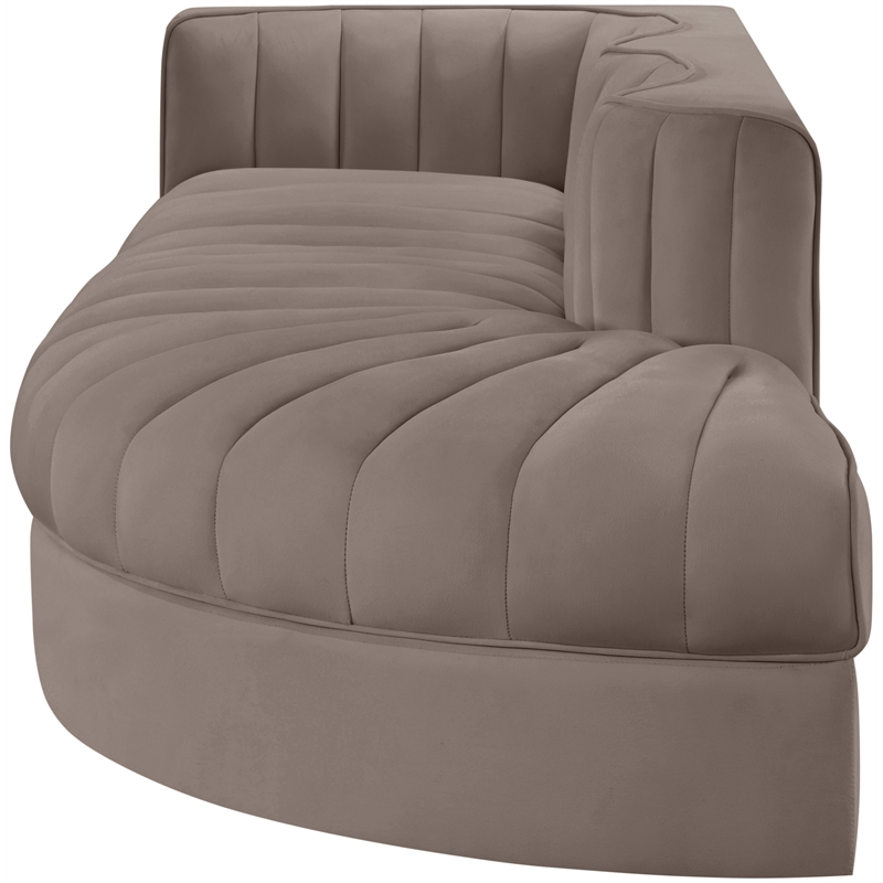 Meridian Furniture Rummi Taupe Velvet Performance Fabric 3pc. Modular Sectional