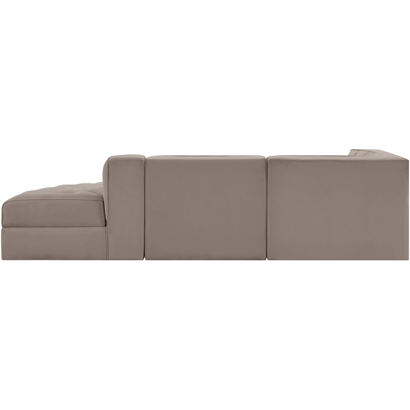 Meridian Furniture Rummi Taupe Velvet Performance Fabric 3pc. Modular Sectional