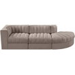 Meridian Furniture Rummi Taupe Velvet Performance Fabric 3pc. Modular Sectional