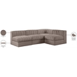Meridian Furniture Rummi Taupe Velvet Performance Fabric 4pc. Modular Sectional