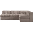 Meridian Furniture Rummi Taupe Velvet Performance Fabric 4pc. Modular Sectional