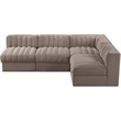Meridian Furniture Rummi Taupe Velvet Performance Fabric 4pc. Modular Sectional