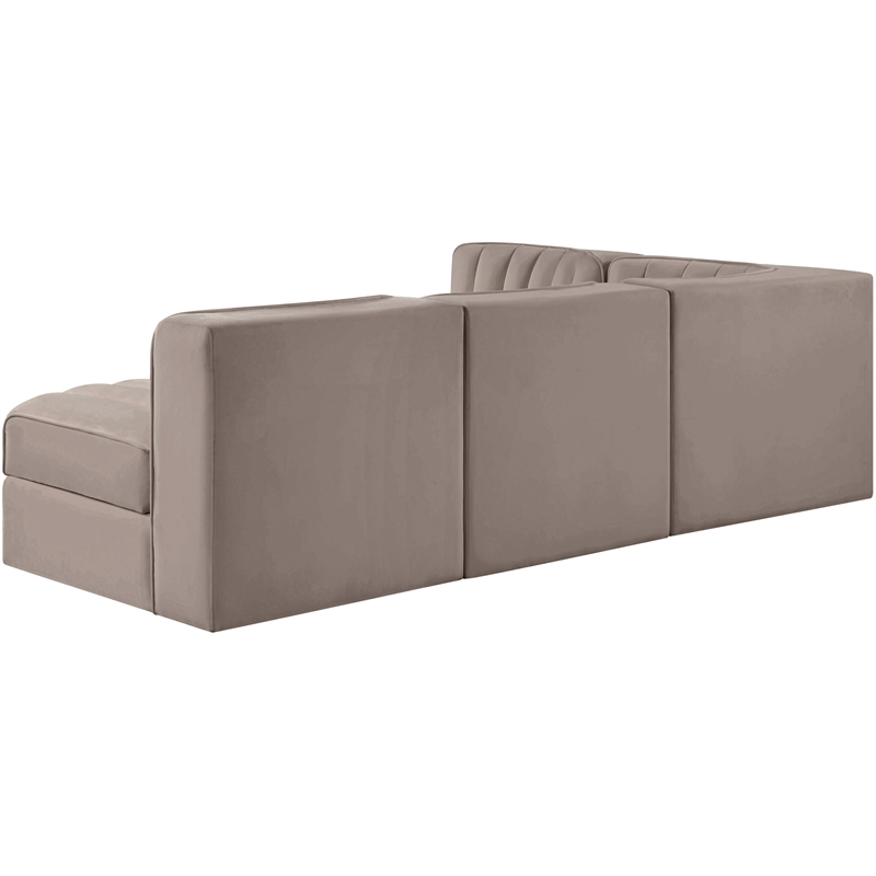 Meridian Furniture Rummi Taupe Velvet Performance Fabric 4pc. Modular Sectional