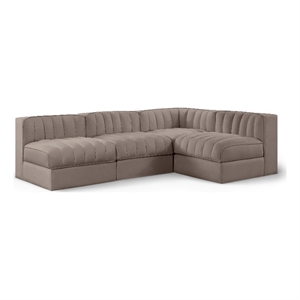 Meridian Furniture Rummi Taupe Velvet Performance Fabric 4pc. Modular Sectional