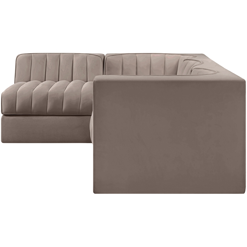 Meridian Furniture Rummi Taupe Velvet Performance Fabric 4pc. Modular Sectional