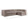 Meridian Furniture Rummi Taupe Velvet Performance Fabric 4pc. Modular Sectional