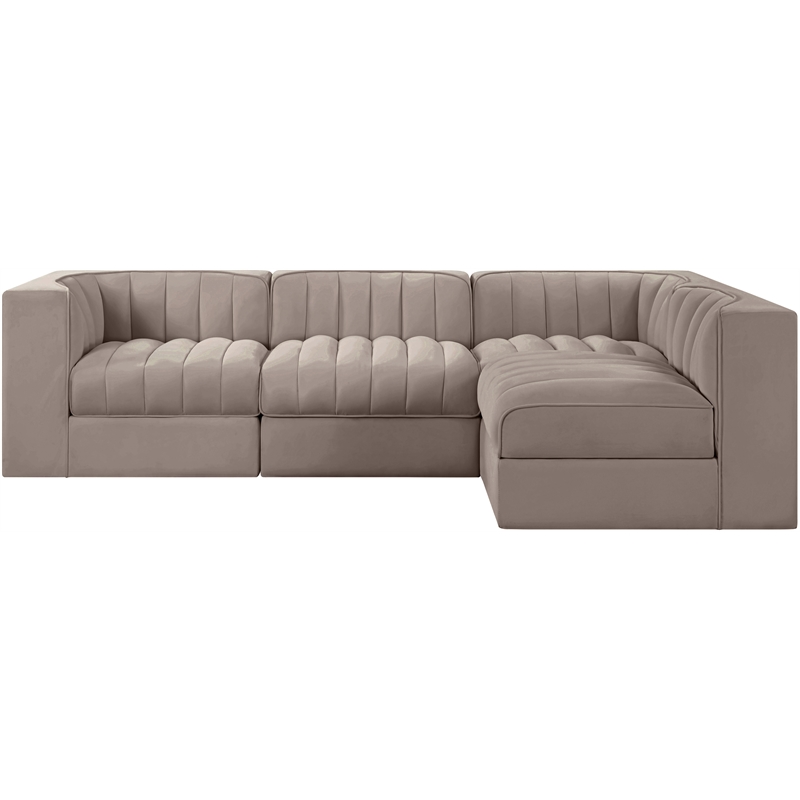 Meridian Furniture Rummi Taupe Velvet Performance Fabric 4pc. Modular Sectional